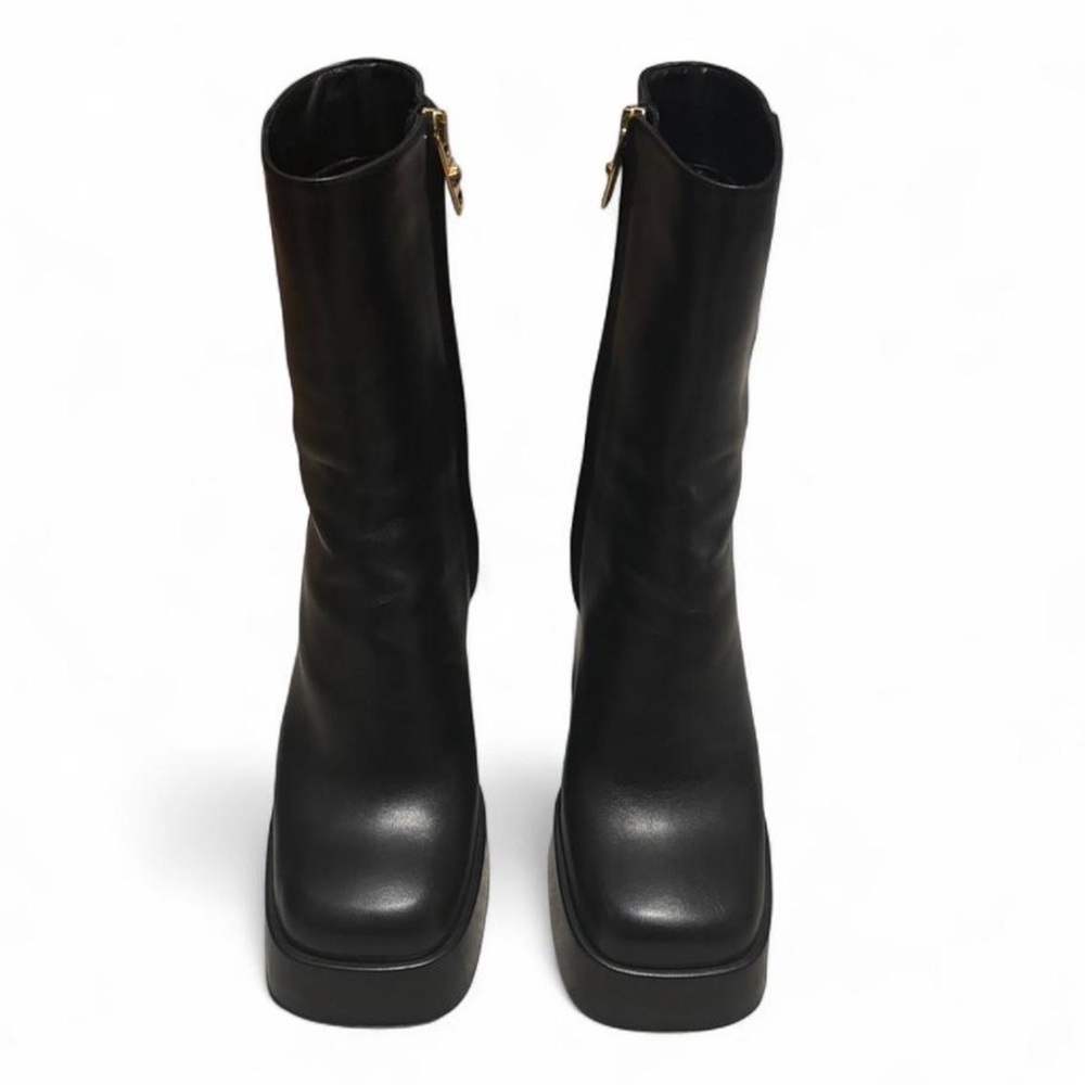 Versace black leather platform boots - Picture 4 of 9